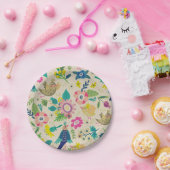 Retro Frühlings-BlumenpapierTeller Pappteller (Party)
