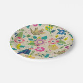 Retro Frühlings-BlumenpapierTeller Pappteller (Schrägansicht)