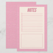 Retro-Frühlings-Handgezeichnete rosa und weiße Git Briefpapier (Vorne/Hinten)