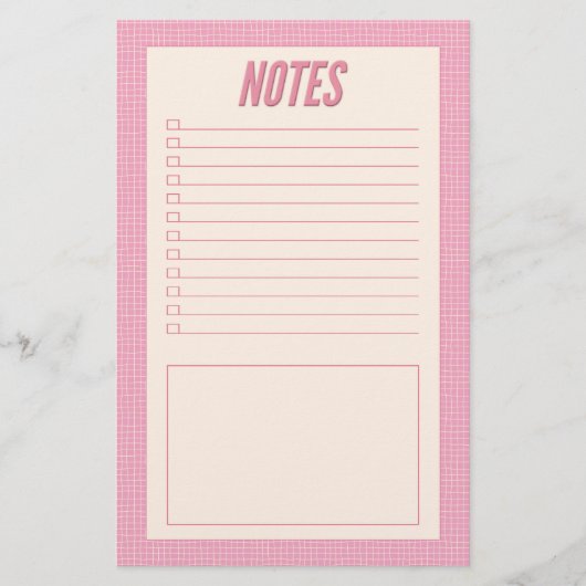 Retro-Frühlings-Handgezeichnete rosa und weiße Git Briefpapier (Vorderseite)