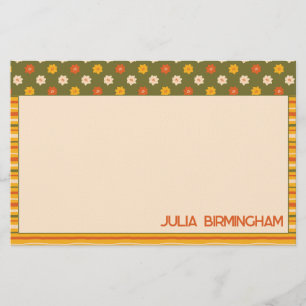 Retro-Frühlings-Handzeichnung Blumen gestreift hor Briefpapier