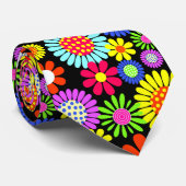 Retro-Frühlings-Hippie-Flower-Power Krawatte (Gerollt)
