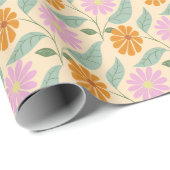 Retro-Frühlingsblumen Geschenkpapier (Rolleneckpunkt)