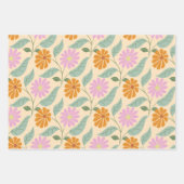 Retro-Frühlingsblumen Geschenkpapier Set (Vorderseite)