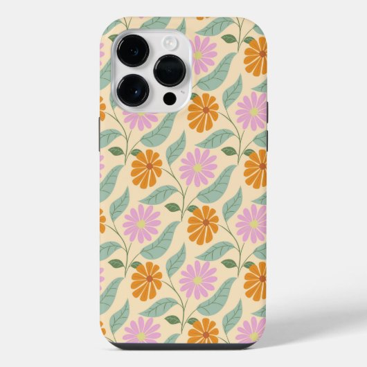 Retro-Frühlingsblumen iPhone Hülle (Rückseite)