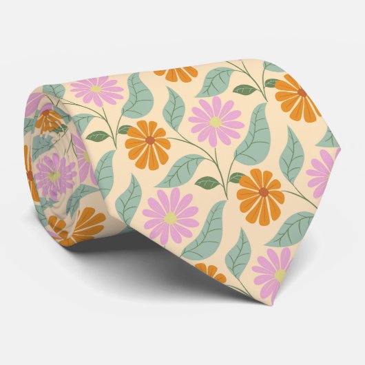 Retro-Frühlingsblumen Krawatte (Gerollt)