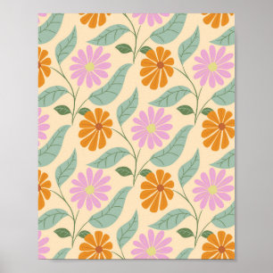 Retro-Frühlingsblumen Poster