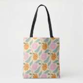 Retro-Frühlingsblumen Tasche (Vorderseite)
