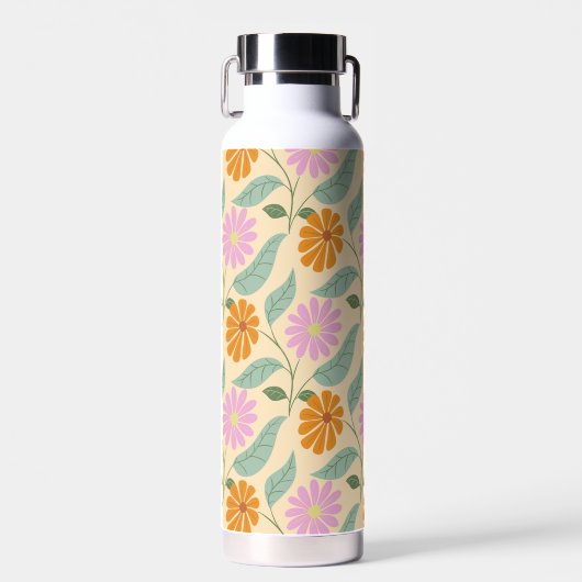 Retro-Frühlingsblumen Trinkflasche (Vorne)