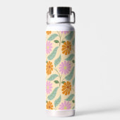 Retro-Frühlingsblumen Trinkflasche (Rückseite)
