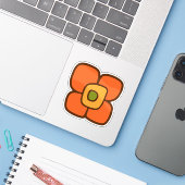 Retro-Frühlingsblüte Aufkleber (Laptop mit iPhone)