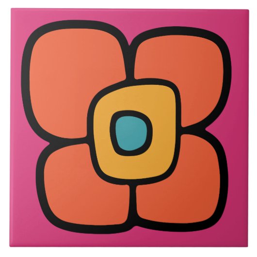 Retro-Frühlingsblüte Fliese (Vorderseite)