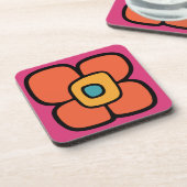 Retro-Frühlingsblüte Getränkeuntersetzer (Linke Seite)