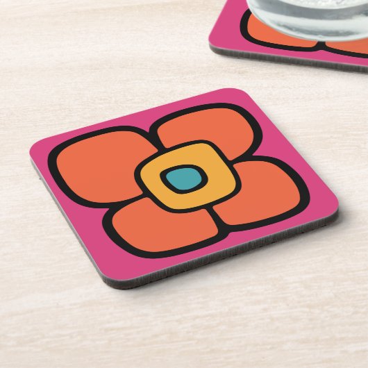 Retro-Frühlingsblüte Getränkeuntersetzer (Linke Seite)