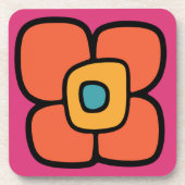 Retro-Frühlingsblüte Getränkeuntersetzer (Vorderseite)