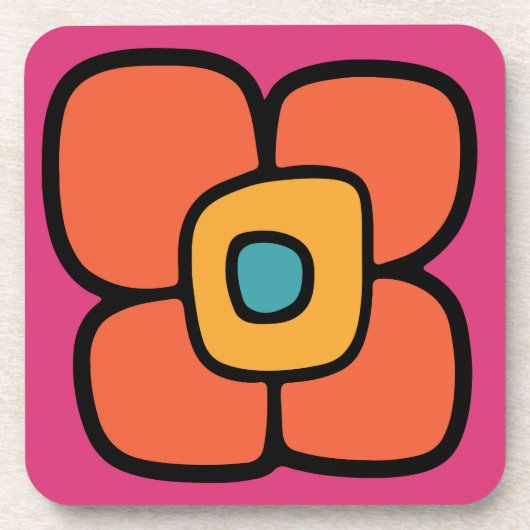 Retro-Frühlingsblüte Getränkeuntersetzer (Vorderseite)