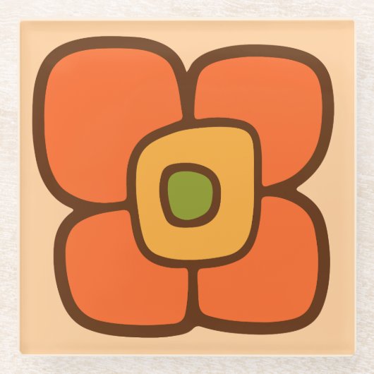 Retro-Frühlingsblüte Glasuntersetzer (Vorderseite)