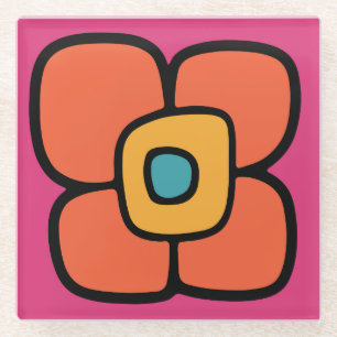 Retro-Frühlingsblüte Glasuntersetzer
