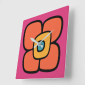 Retro-Frühlingsblüte Quadratische Wanduhr (Winkel)