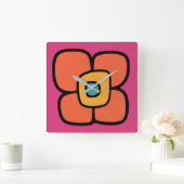 Retro-Frühlingsblüte Quadratische Wanduhr (Zuhause)