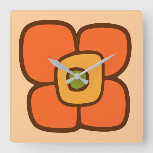 Retro-Frühlingsblüte Quadratische Wanduhr (Vorderseite)