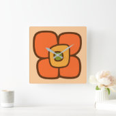 Retro-Frühlingsblüte Quadratische Wanduhr (Zuhause)