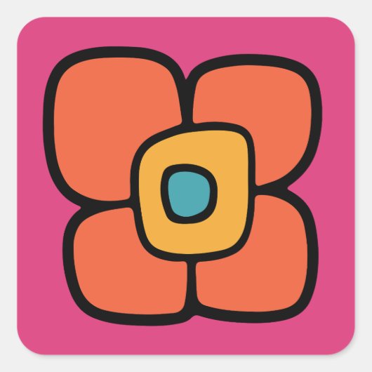 Retro-Frühlingsblüte Quadratischer Aufkleber (Vorderseite)