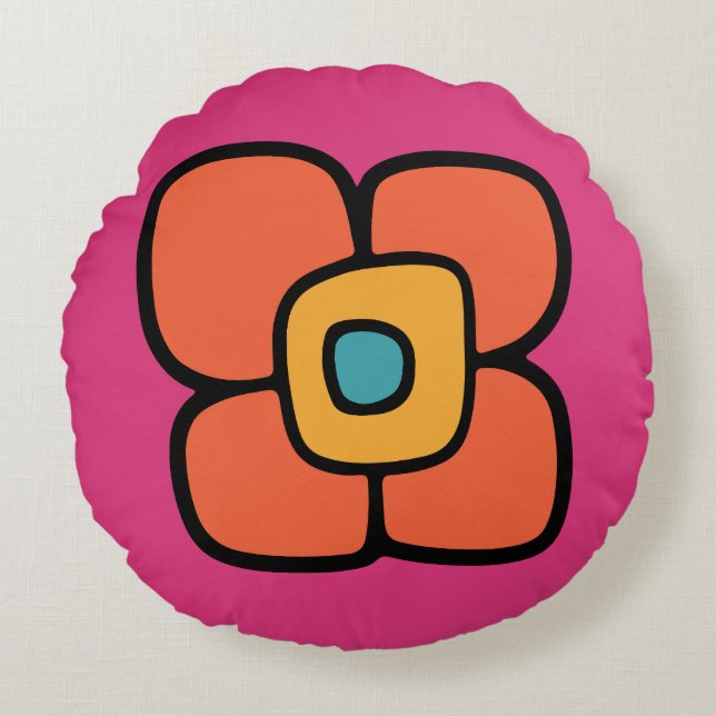 Retro-Frühlingsblüte Rundes Kissen (Vorderseite)