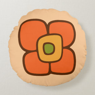Retro-Frühlingsblüte Rundes Kissen