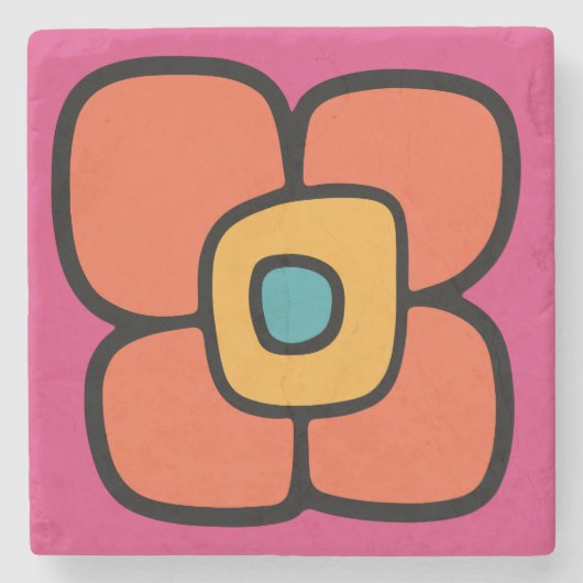 Retro-Frühlingsblüte Steinuntersetzer (Vorderseite)