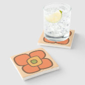 Retro-Frühlingsblüte Steinuntersetzer (Seitenansicht)