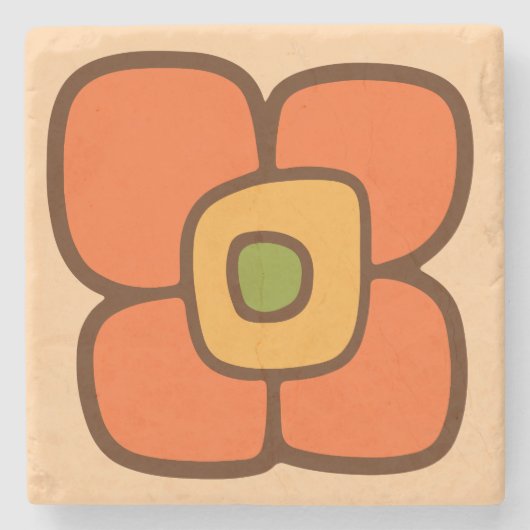 Retro-Frühlingsblüte Steinuntersetzer (Vorderseite)