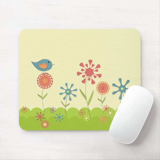 Retro Frühlingsgarten Mousepad (Mit Mouse)