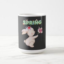Retro-Frühlingshase mit Tulpen-Grafik-T-Shirt Kaffeetasse