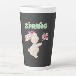 Retro-Frühlingshase mit Tulpen-Grafik-T-Shirt Milchtasse