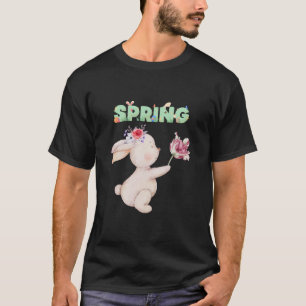 Retro-Frühlingshase mit Tulpen-Grafik-T-Shirt T-Shirt