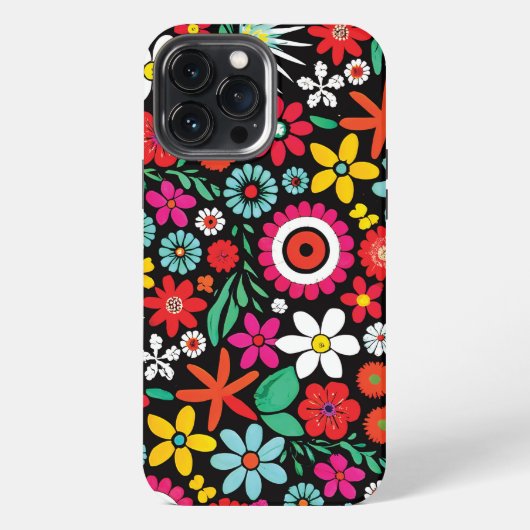 Retro-Frühlingswildblumenmuster iPhone Hülle (Rückseite)
