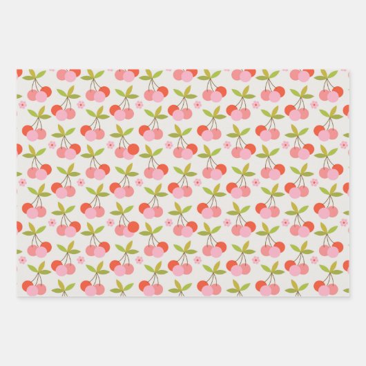 Retro Fruit Blume Muster Geschenkpapier Set (Vorderseite 3)