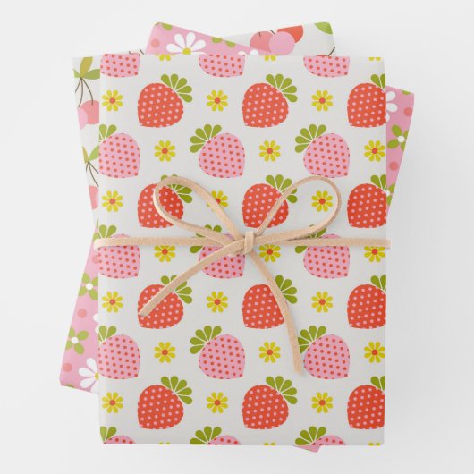 Retro Fruit Blume Muster Geschenkpapier Set (Beispiel)