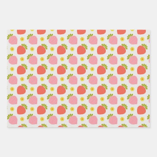 Retro Fruit Blume Muster Geschenkpapier Set (Vorderseite)
