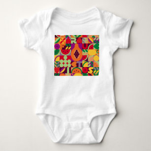 Retro Fruit Geometrie: Vintag nahtlos Baby Strampler