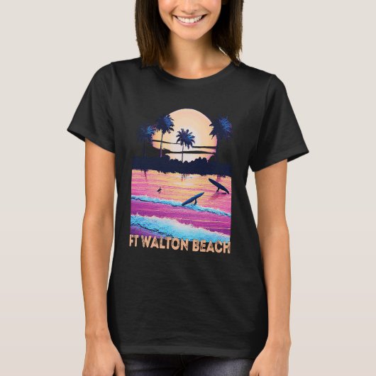 Retro Ft Walton Beach Florida Souvenir Surf T-Shirt (Vorderseite)