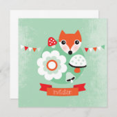 Retro Fuchs-Kindergeburtstageinladung Einladung (Vorne/Hinten)