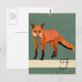 Retro-Fuchs-Monogramm-Postkarte Postkarte (Vorne/Hinten)