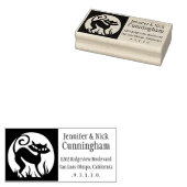 Retro Full Moon Cat Rücksendeadresse Briefmarke Gummistempel (Stempel)