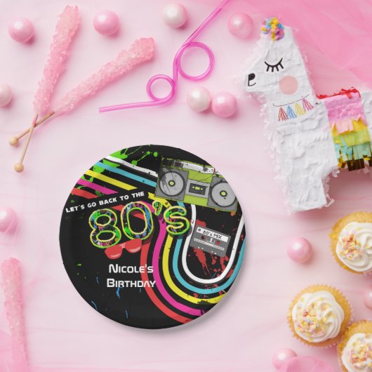 Retro Fun Birthday Party Spritzer Teller der 80er (Party)