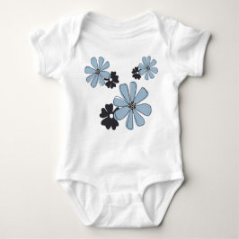 Retro Fun Blue Graphic Blume Baby Strampler