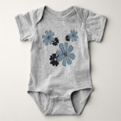 Retro Fun Blue Graphic Blume Baby Strampler (Vorderseite)