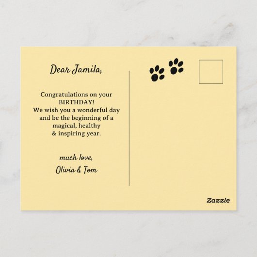 Retro Fun Cat and Cake Birthday Postkarte (Rückseite)