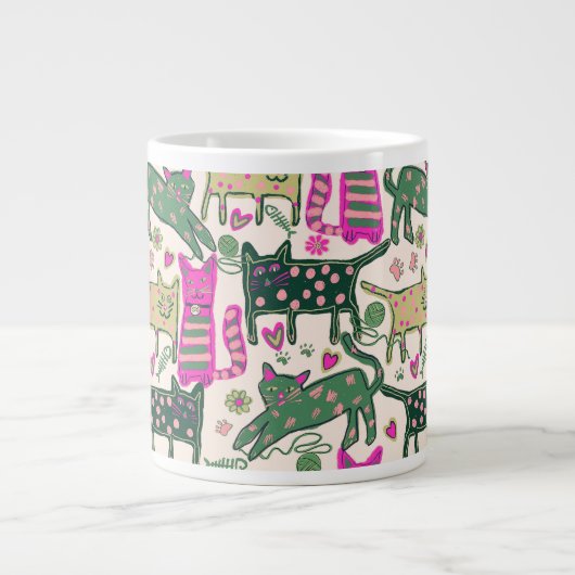Retro Fun Cat Design Jumbo-Tasse (Vorderseite)